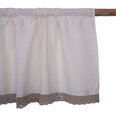 Натуральная льняная штора с кружевом Valance white, 140x110 см.