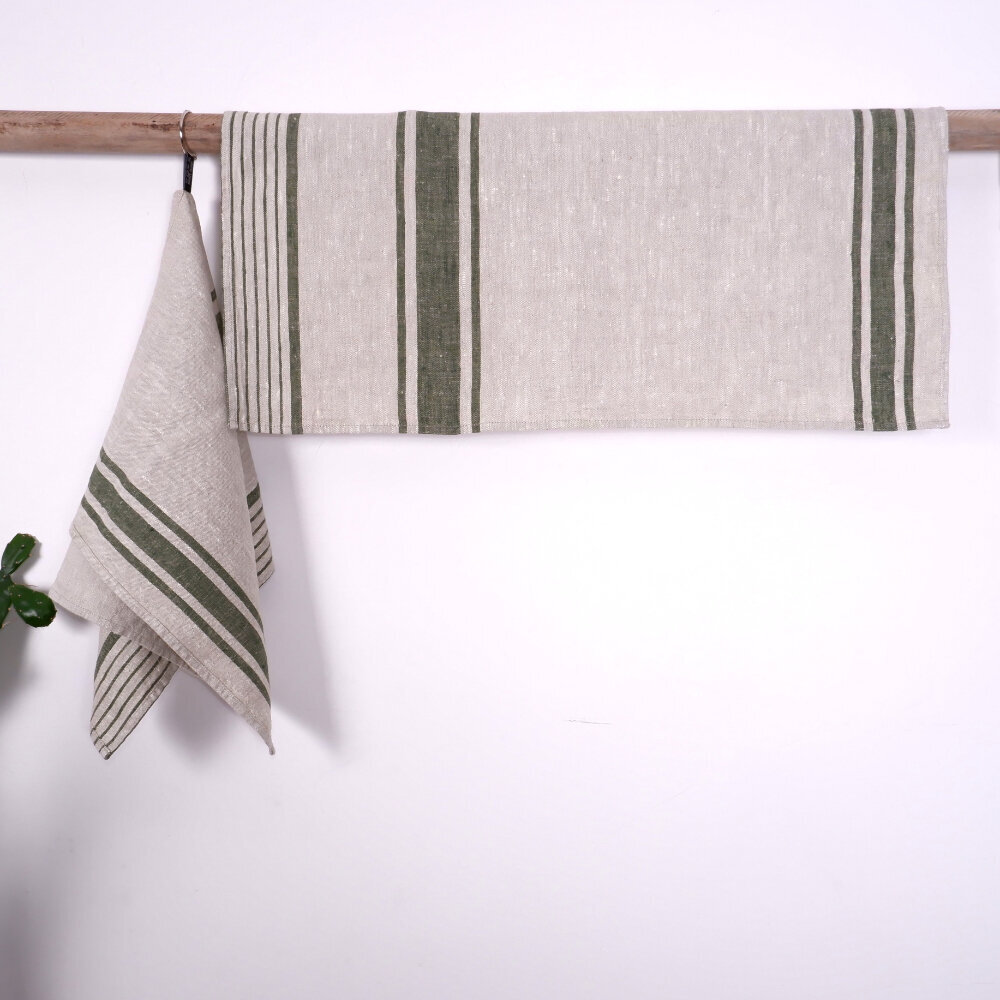 Lininių rankšluosčių komplektas Village Green kaina ir informacija | Virtuviniai rankšluosčiai, pirštinės, prijuostės | pigu.lt