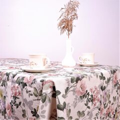 Lininė gėlėta staltiesė, 148x250 cm цена и информация | Скатерти, салфетки | pigu.lt