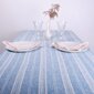 Lininė mėlyna staltiesė. Išilgai dryžuota baltomis, skirtingo pločio linijomis kaina ir informacija | Staltiesės, servetėlės | pigu.lt