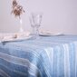 Lininė mėlyna staltiesė. Išilgai dryžuota baltomis, skirtingo pločio linijomis kaina ir informacija | Staltiesės, servetėlės | pigu.lt
