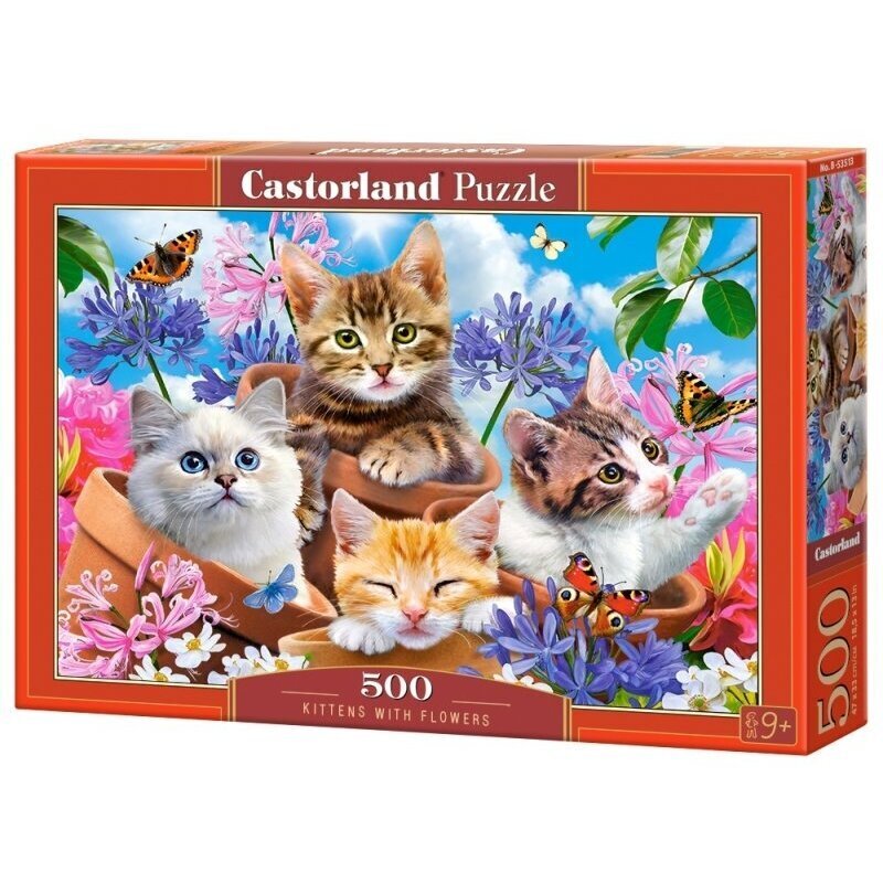 Dėlionė kačiukai ir gėlės, Castorland, 500 det kaina ir informacija | Dėlionės (puzzle) | pigu.lt