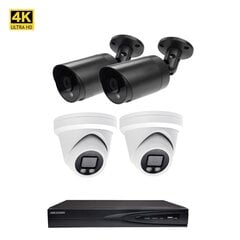 8MP/4K IP POE vaizdo stebėjimo kamerų VAI2385HKB/VAI2085 MIX + Hikvision NVR 7604 komplektas kaina ir informacija | Stebėjimo kameros | pigu.lt