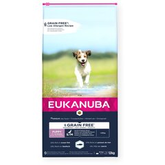 Eukanuba Grain Free Puppy mažų/vidutinių veislių šuniukams su žuvimi, 12 kg цена и информация |  Сухой корм для собак | pigu.lt