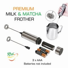 Premium вспениватель для молока и чая Matcha из нержавеющей стали, электрический  со сменными насадками цена и информация | Nenurodyta Бытовая техника и электроника | pigu.lt