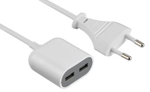 Зарядное устройство USB Electraline 500342, 2xUSB, 2,4 А, 1.5 м цена и информация | Зарядные устройства для телефонов | pigu.lt