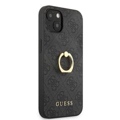 Originalus priekinio skydelio dėklas GUESS skirtas iPhone 13 / 14 pilkas + žiedinis stovas GUHCP13M4GMRGR kaina ir informacija | Telefono dėklai | pigu.lt