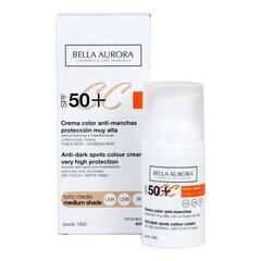 Крем против пятен Bella Aurora CC Cream Spf 50+ Средний тон (30 мл) цена и информация | Кремы для лица | pigu.lt