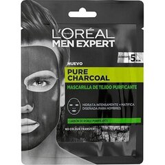 Veido kaukė L'Oreal Make Up Pure Charcoal, 1 vnt. kaina ir informacija | Veido kaukės, paakių kaukės | pigu.lt