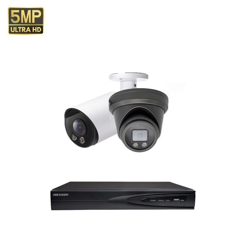 5MP IP POE Bullet vaizdo kamerų VAI2055HKW+VAI2346HKB Dome Hikvision NVR 7604 mix komplektas цена и информация | Stebėjimo kameros | pigu.lt