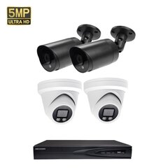 5MP IP POE Bullet/Dome vaizdo kamerų VAI2055HKB/VAI2346HKW+ Hikvision NVR 7604 MIX komplektas kaina ir informacija | Stebėjimo kameros | pigu.lt
