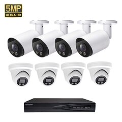 5MP IP POE BULLET/DOME vaizdo kamerų VAI2055HKW/VAI2346HKW + Hikvision NVR 7608 komplektas цена и информация | Камеры видеонаблюдения | pigu.lt