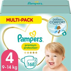 Sauskelnės Pampers Premium Protection 4, 9-14kg, 168 vnt kaina ir informacija | Sauskelnės | pigu.lt