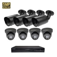 5MP IP POE BULLET/DOME vaizdo kamerų VAI2055HKB/VAI2346HKB + Hikvision NVR 7608 komplektas kaina ir informacija | Stebėjimo kameros | pigu.lt