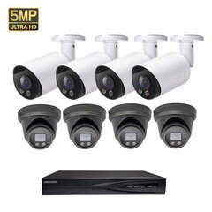 5MP IP POE BULLET/DOME vaizdo kamerų VAI2055HKW/VAI2346HKB + Hikvision NVR 7608 komplektas kaina ir informacija | Stebėjimo kameros | pigu.lt