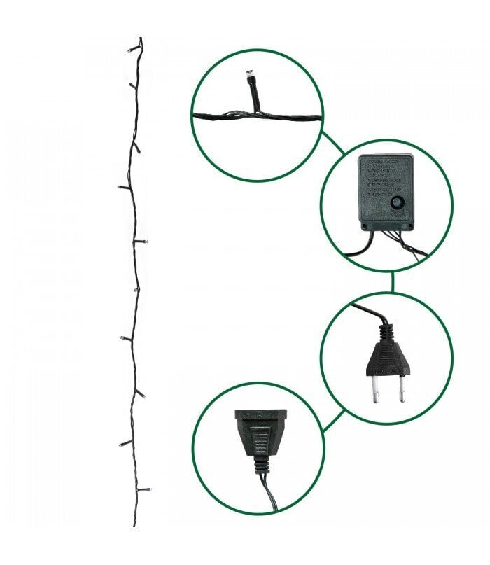 200 LED Kalėdinė lempučių girlianda 17,5m., šalta šviesa kaina ir informacija | Girliandos | pigu.lt