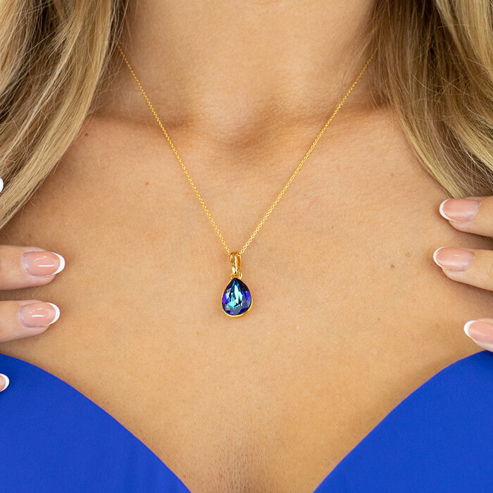 Kaklo papuošalas moterims DiamondSky Crystal Drop (Bermuda Blue) su Swarovski kristalais DS01K275 kaina ir informacija | Kaklo papuošalai | pigu.lt