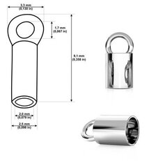 Наконечник из 925 серебра для 2мм шнурка, 3 x 9 мм цена и информация | Принадлежности для изготовления украшений, бисероплетения | pigu.lt