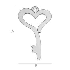 Подвеска Сердце-ключик, серебро 925 пробы, 19 x 12 мм цена и информация | Принадлежности для изготовления украшений, бисероплетения | pigu.lt
