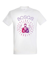 Vyriški marškinėliai Bosas yra bosas, balti kaina ir informacija | Vyriški marškinėliai | pigu.lt