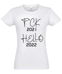 Marškinėliai moterims Hello 2022, balti цена и информация | Женские футболки | pigu.lt