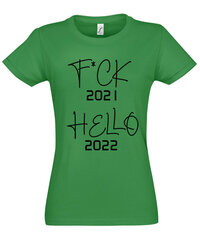Marškinėliai moterims Hello 2022, žali цена и информация | Футболка женская | pigu.lt