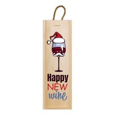 Vertikali, medinė vyno dėžė Happy New Wine цена и информация | Другие оригинальные подарки | pigu.lt