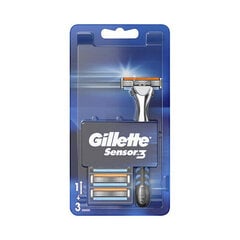 Skustuvas Gillette Sensor3 + 3 galvutės kaina ir informacija | Skutimosi priemonės ir kosmetika | pigu.lt