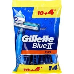 Vienkartiniai skustuvai Gillette Blue2 Plus, 10 + 4 vnt. kaina ir informacija | Skutimosi priemonės ir kosmetika | pigu.lt