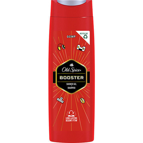 Dušo želė kūnui ir plaukams Old Spice Booster Shower Gel + Shampoo, 400ml kaina ir informacija | Dušo želė, aliejai | pigu.lt