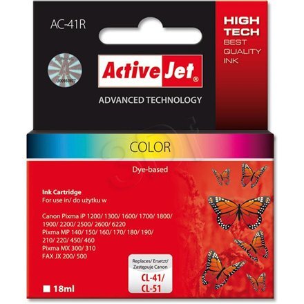 Rašalas Activejet AC-41 Canon CL-41/CL-51 spalvota kaina ir informacija | Kasetės rašaliniams spausdintuvams | pigu.lt