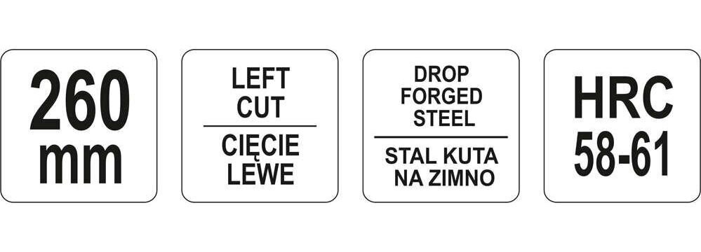 Žirklės skardai kairinės, L-260mm YATO (YT-1900) kaina ir informacija | Mechaniniai įrankiai | pigu.lt