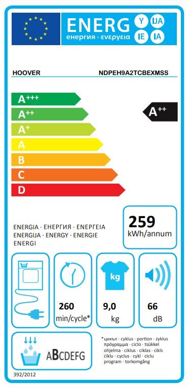 Hoover NDPEH9A2TCBEXMSS kaina ir informacija | Džiovyklės | pigu.lt