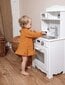 Balta medinė virtuvė su prijuoste, priedais ir LED lempa цена и информация | Žaislai mergaitėms | pigu.lt