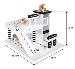 Деревянный гараж - многоуровневая парковка - автомобиль, лифт, вертолет цена и информация | Игрушки для мальчиков | pigu.lt