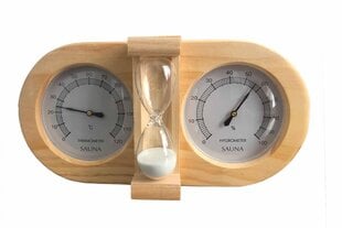 Pirties higrometras - termometras - smėlio laikrodis - Sauna 3in1 kaina ir informacija | Saunos, pirties aksesuarai | pigu.lt