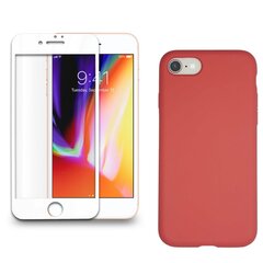 Силиконовый чехол «SoundBerry» красный Full protection + защитное стекло для iPhone 7/8, белый цена и информация | Чехлы для телефонов | pigu.lt