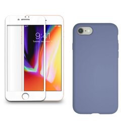 360 protection Set -telefono dėklas silikoninis - violetinė (mauve) + grūdinto stiklo ekrano apsauga, skirtas iPhone 7/8 baltas kaina ir informacija | Apsauginės plėvelės telefonams | pigu.lt