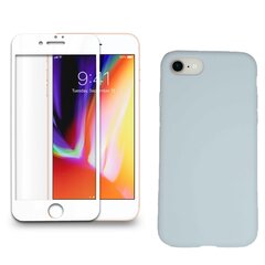360 protection Set -telefono dėklas silikoninis - pilka (ice grey) + grūdinto stiklo ekrano apsauga, skirtas iPhone 7/8 baltas kaina ir informacija | Apsauginės plėvelės telefonams | pigu.lt