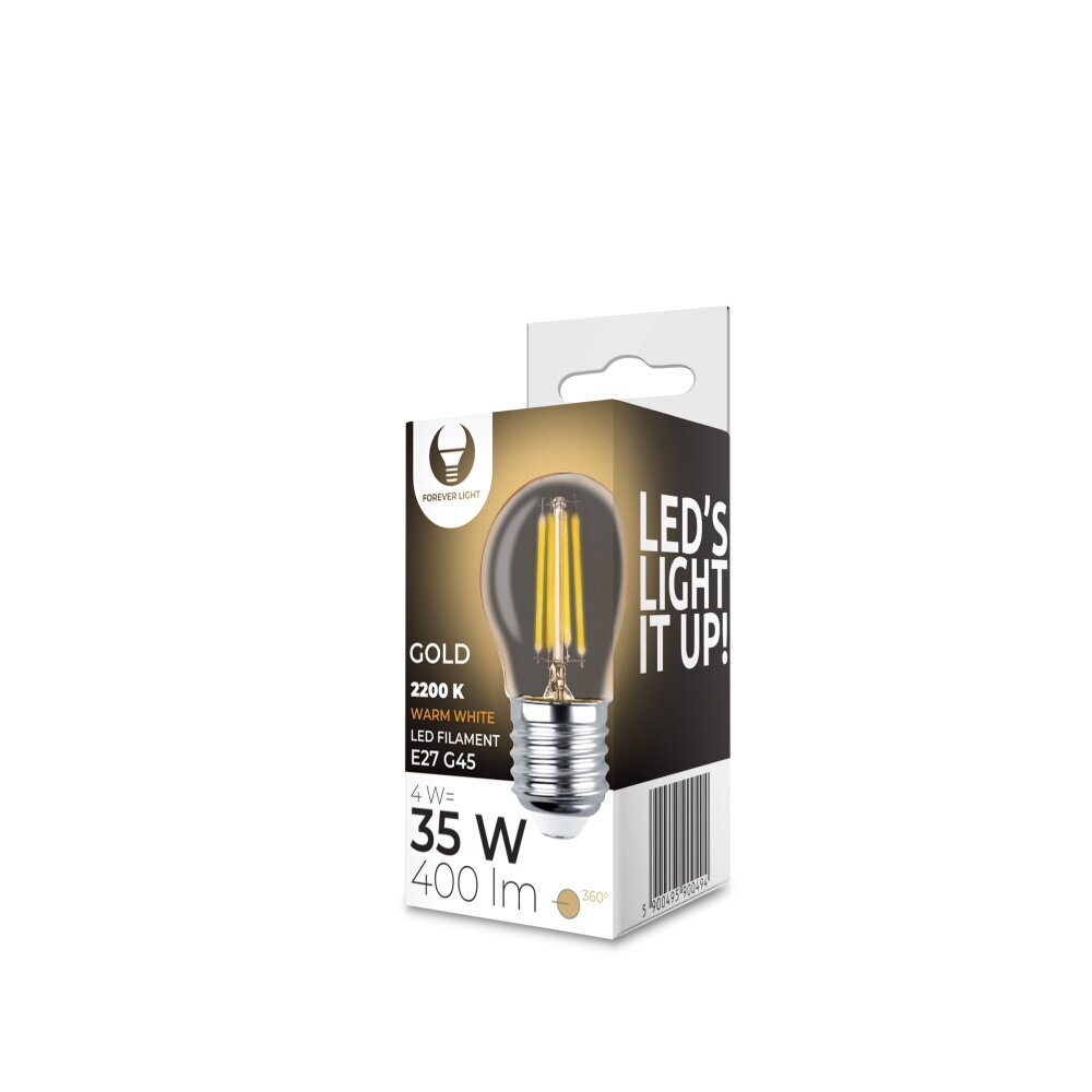 LED kaitrinė lemputė E27 G45 4W 230V 2200K 400lm COG auksas цена и информация | Elektros lemputės | pigu.lt
