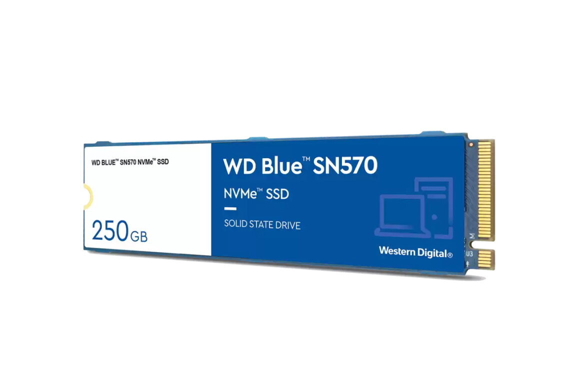 SSD|WESTERN DIGITAL|Blue SN570|250GB|M.2|PCIE|NVMe|TLC|Write speed 1200 MBytes/sec|Read speed 3200 MBytes/sec|WDS250G3B0C kaina ir informacija | Vidiniai kietieji diskai (HDD, SSD, Hybrid) | pigu.lt