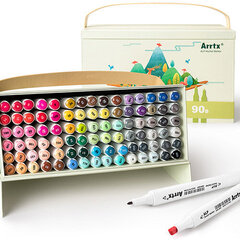 Dvipusiai markeriai-flomasteriai ARRTX Alp, 90 spalvų kaina ir informacija | Piešimo, tapybos, lipdymo reikmenys | pigu.lt