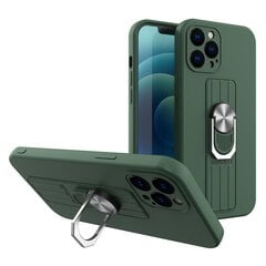 Ring Case silicone case with finger grip and stand, skirtas iPhone 11 Pro, žalias kaina ir informacija | Telefono dėklai | pigu.lt