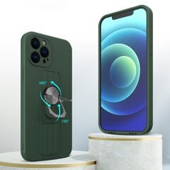 Ring Case silicone case with finger grip and stand, skirtas iPhone 12 mini, sidabrinis kaina ir informacija | Telefono dėklai | pigu.lt