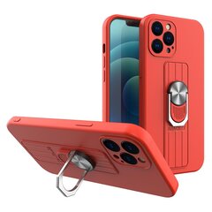 Ring Case silicone case with finger grip and stand, skirtas iPhone 12, raudonas kaina ir informacija | Telefono dėklai | pigu.lt