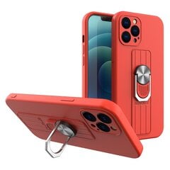 Ring Case silicone case with finger grip and stand, skirtas iPhone 12 Pro, raudonas kaina ir informacija | Telefono dėklai | pigu.lt