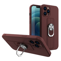 Ring Case silicone case with finger grip and stand, skirtas iPhone 12 Pro Max, rudas kaina ir informacija | Telefono dėklai | pigu.lt