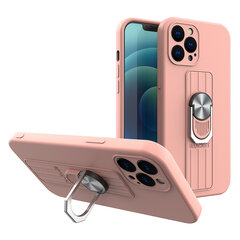 Ring Case silicone case with finger grip and stand, skirtas iPhone 12 Pro Max, rožinis kaina ir informacija | Telefono dėklai | pigu.lt