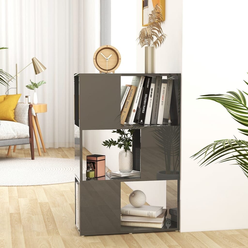 Spintelė knygoms/kambario pertvara, 60x24x94 cm, pilka цена и информация | Lentynos | pigu.lt