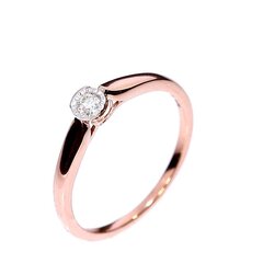 Золотое кольцо с драгоценными камнями JR06519-0.10_BR585ZD_026_PINK-2,02G 0,08CT-17,00 MM цена и информация | Кольца | pigu.lt